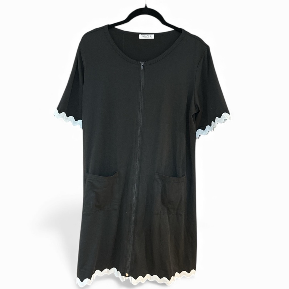 EKOU^ER Women’s zip coverup black Size Small